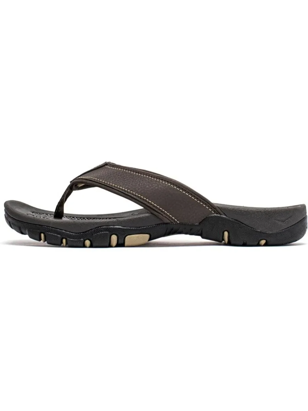 Men's Brown Sport Flip Flops Comfort Outdoor Rubber Casual Thong Sandal Shoes